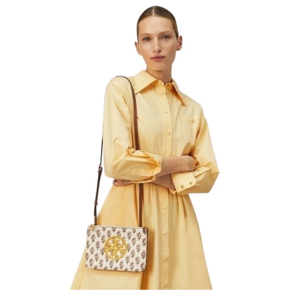 New Tory Burch Perry Bombé Printed Double-Zip Mini Bag, Floral Crossbody Purse - Picture 2 of 16